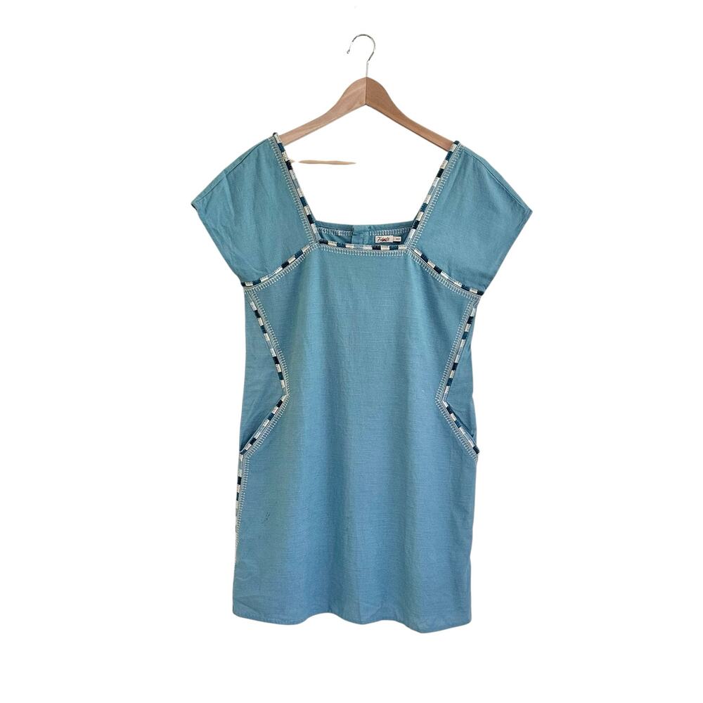 Fahrety Jetty Dress Organic Cotton Delphinium Blue Sz Medium Shift Pockets